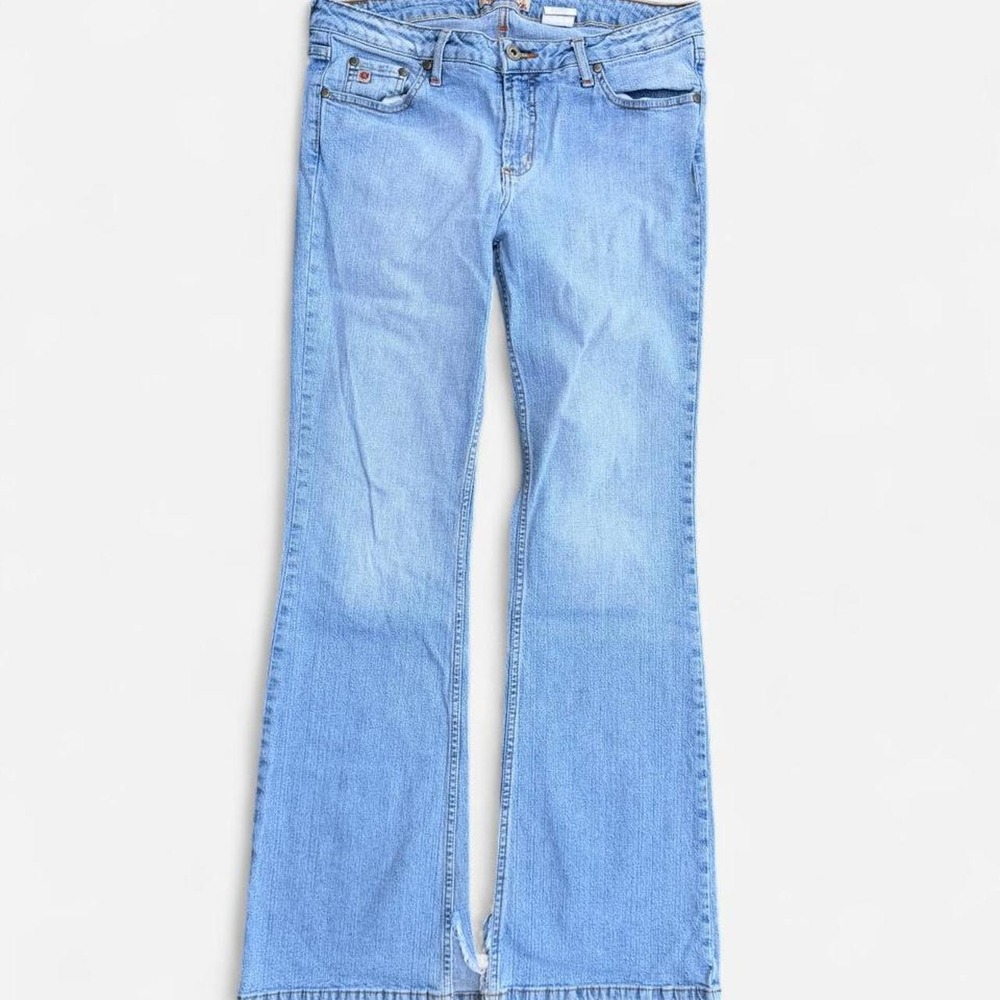 Paris Blues Vintage Y2K Baggy Flare Jeans Light Wash Distressed Low Rise Size 13